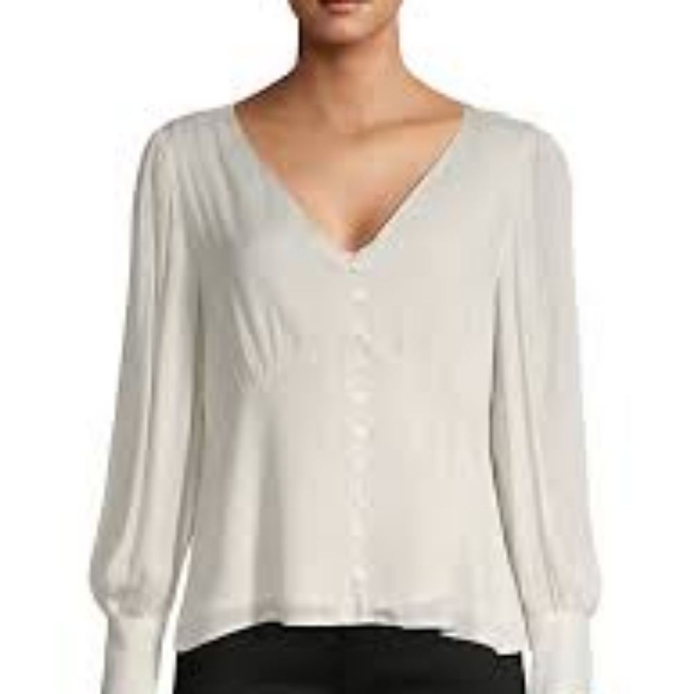 Lucca Couture Women's Cream Button-Down Blouse Top